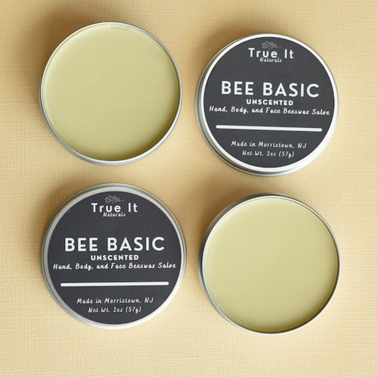 Unscented Organic Local Beeswax Salve - Bee Basic - 2 oz – True It