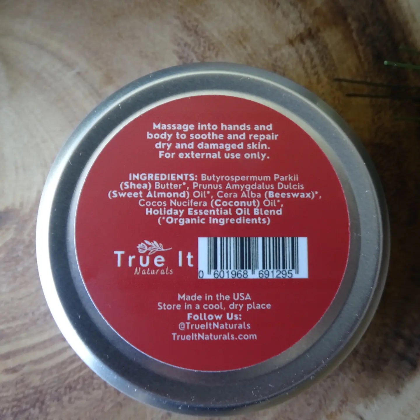 True It Natruals Bee Festive back label with ingredients