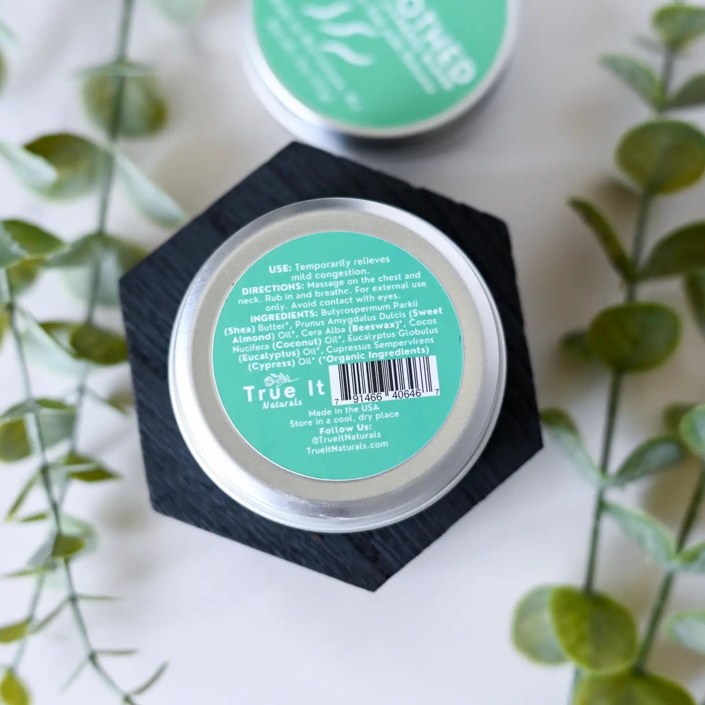 Back label of Bee Soothed highlighting the ingredients.