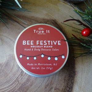 Holiday Beeswax Salve - BEE FESTIVE - Local Beeswax Cream - Organic - 2 oz