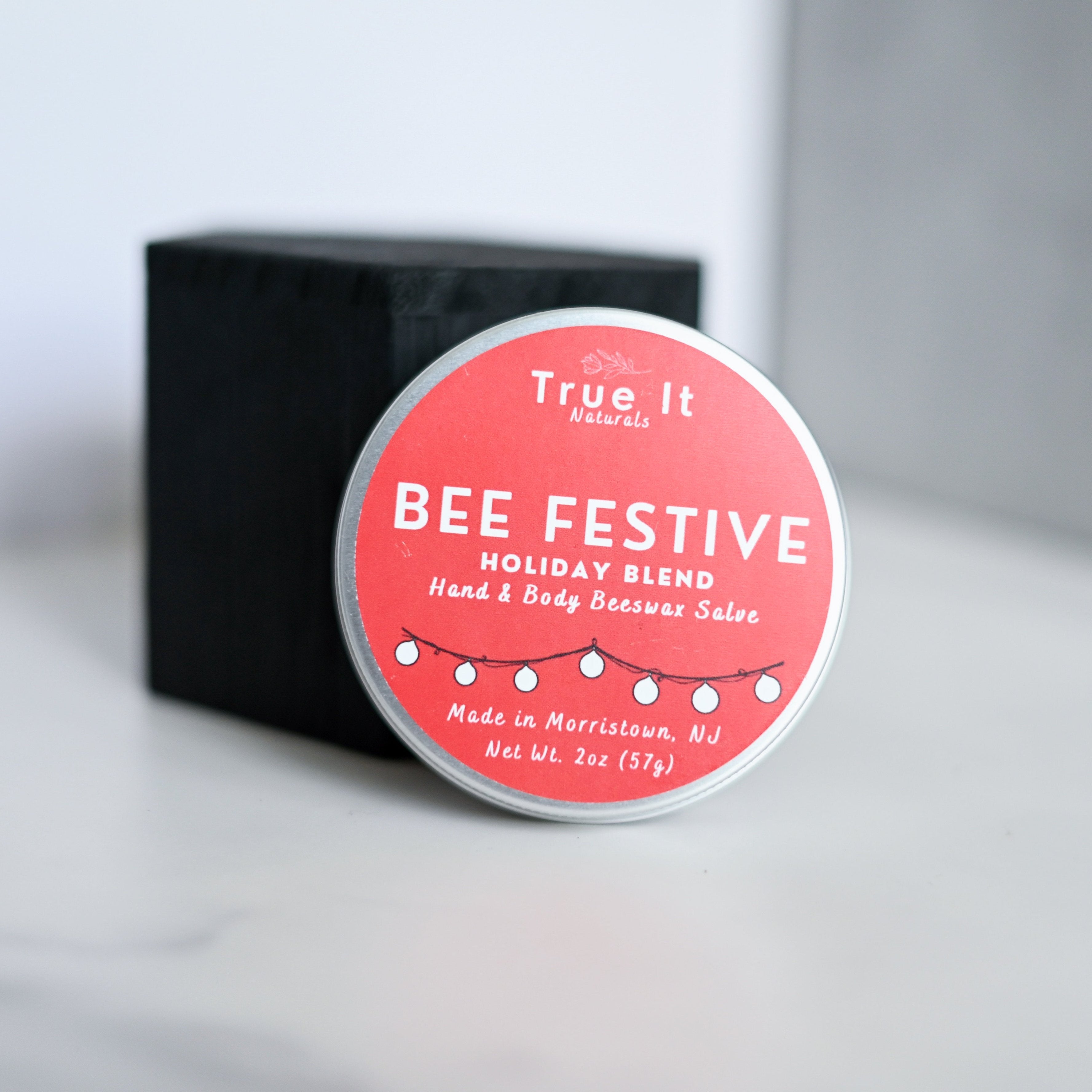 Holiday Beeswax Salve - BEE FESTIVE - Local Beeswax Cream - Organic - 2 oz