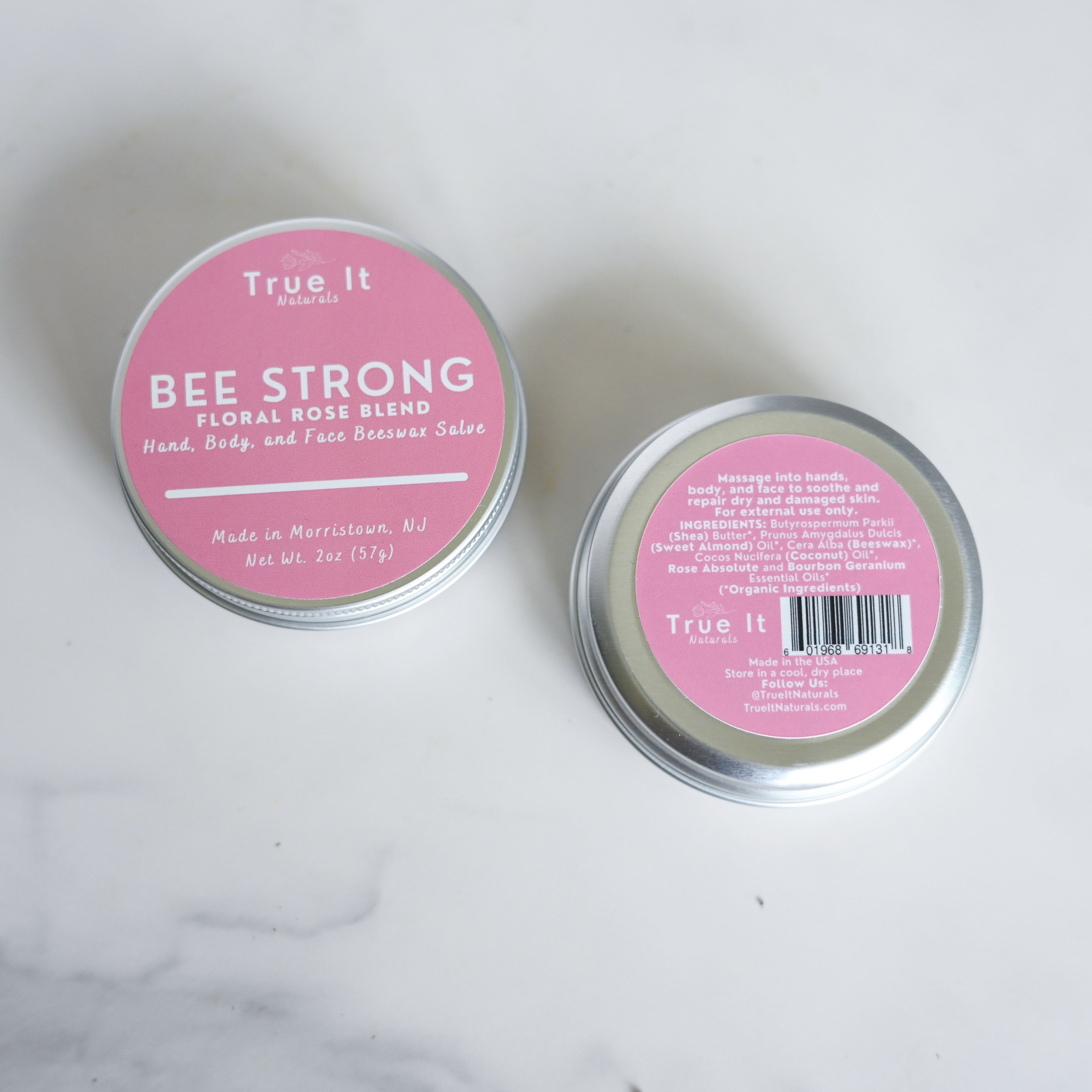 BEE STRONG Rose Local Organic Beeswax Salve - 2 oz