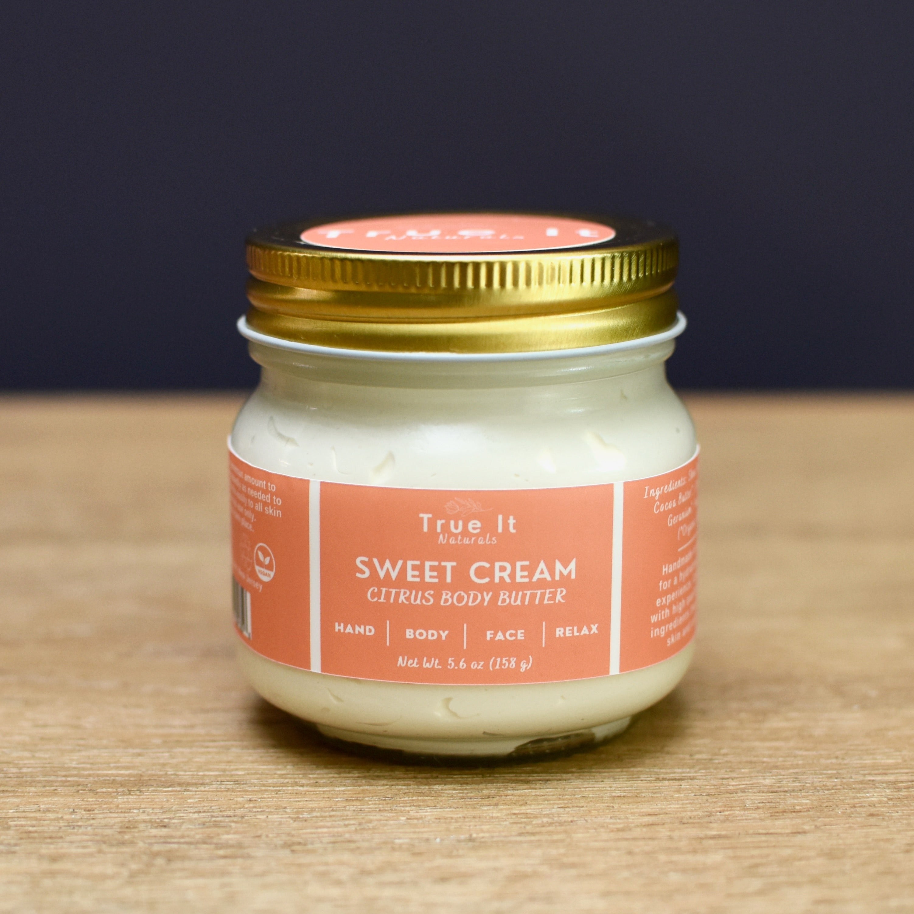 Large Organic Whipped Sweet Cream Citrus Body Butter - Glass Jar - Vegan