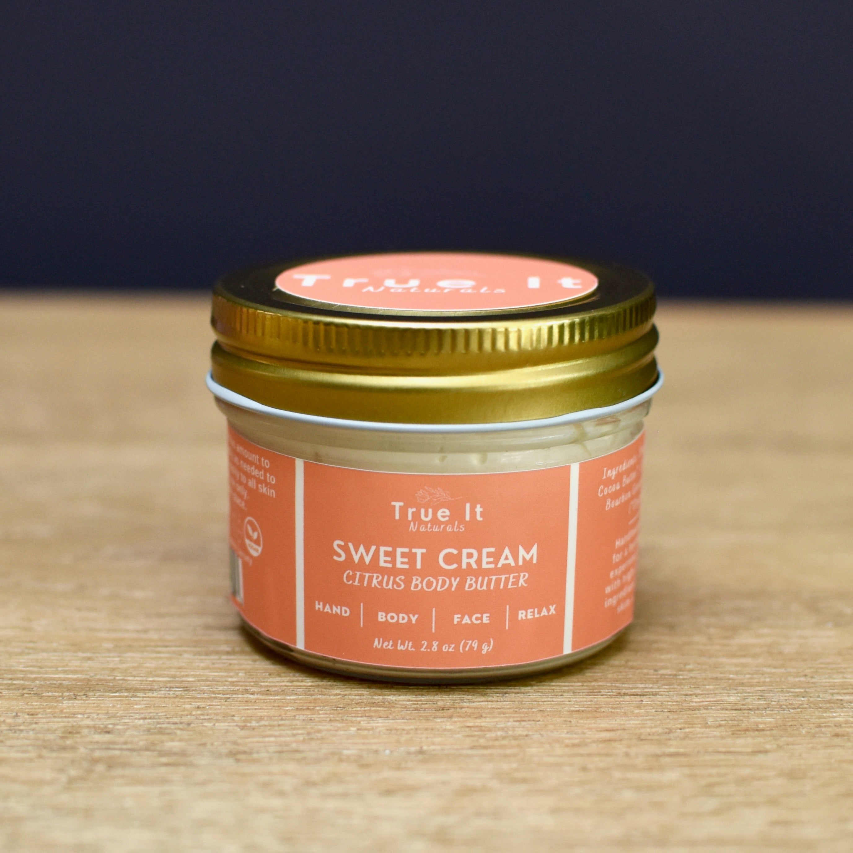 Small Organic Whipped Sweet Cream Citrus Body Butter Glass Jar - Vegan