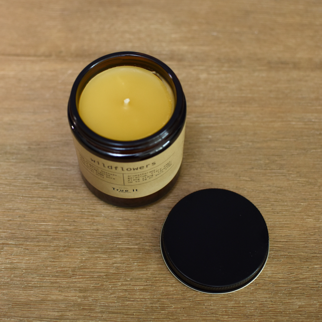 Wildflowers Beeswax Candle - 100% Beeswax - Wildflower floral scent essential oils