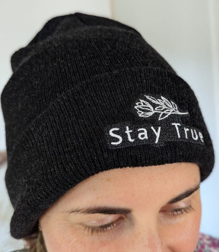 Stay True Beanie - Jersey Knit Beanie - True It Naturals - Dark Grey