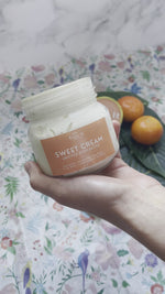 Load and play video in Gallery viewer, Large Organic Whipped Sweet Cream Citrus Body Butter - Glass Jar - Vegan
